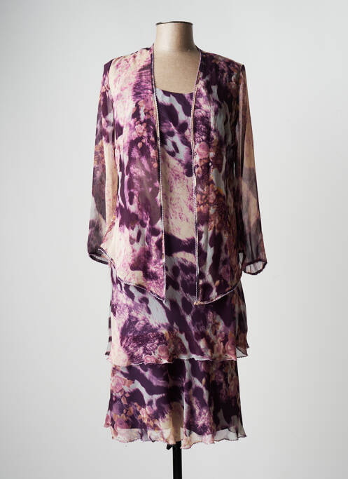 Ensemble robe tissage crêpe violet FASHION NEW YORK femme