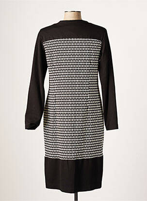 Robe mi-longue imprimé fantaisie manches longues noir ANNE KELLY femme