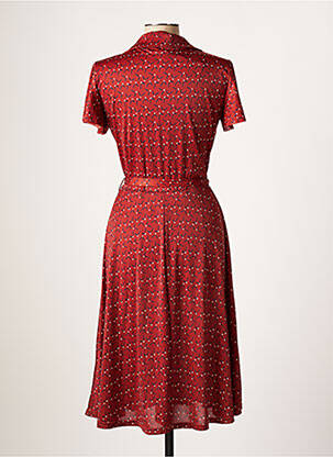 Robe mi-longue imprimé fantaisie manches courtes marron LONKEL femme