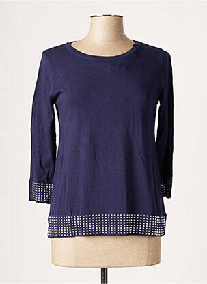 Pull coupe cintrée manches 3/4 bleu TRIPODE femme