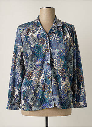 Chemisier imprimé fleurs manches longues bleu VALMODE femme