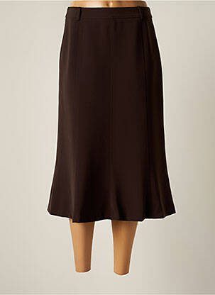 Jupe mi-longue taille à pinces marron ANTONELLE femme