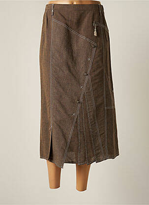 Jupe mi-longue taille à pinces marron FRED SABATIER femme