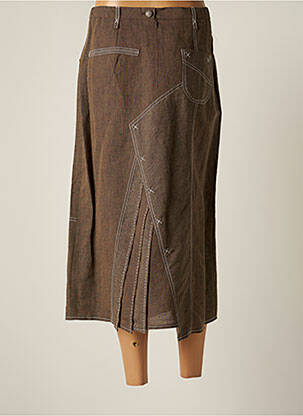 Jupe mi-longue taille à pinces marron FRED SABATIER femme
