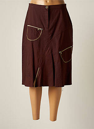 Jupe mi-longue stretch marron S.QUISE femme