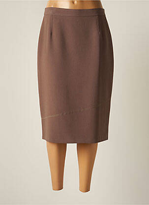 Jupe mi-longue coupe droite marron ELSSA femme