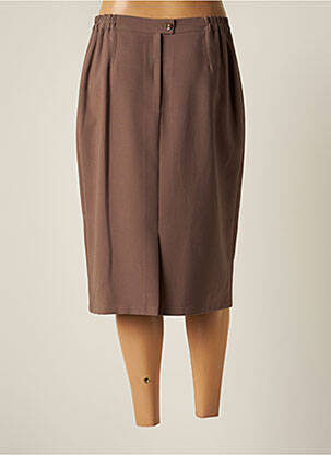 Jupe mi-longue coupe droite marron ELSSA femme