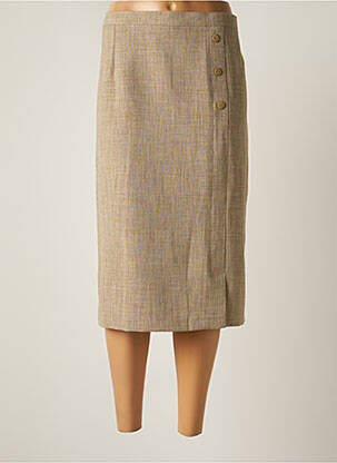 Jupe mi-longue coupe droite beige 20/20 femme