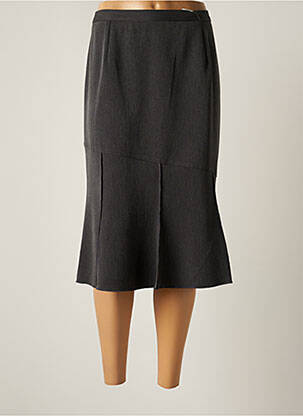 Jupe mi-longue coupe droite évasée sur le bas gris ELISABETH. B femme