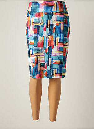 Jupe mi-longue stretch bleu GUY DUBOUIS femme