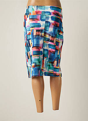 Jupe mi-longue stretch bleu GUY DUBOUIS femme