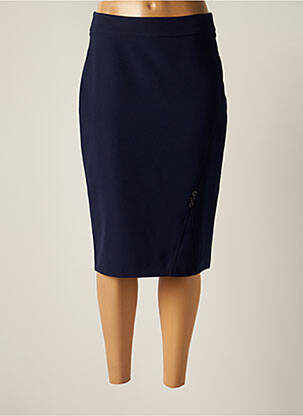 Jupe mi-longue taille à pinces bleu GUY DUBOUIS femme
