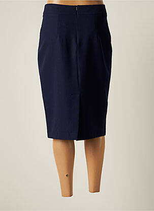 Jupe mi-longue taille à pinces bleu GUY DUBOUIS femme