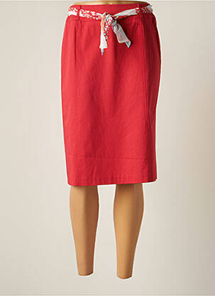 Jupe mi-longue taille à pinces rouge INITIATIVE femme