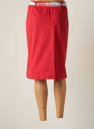 Jupe mi-longue taille à pinces rouge INITIATIVE femme
