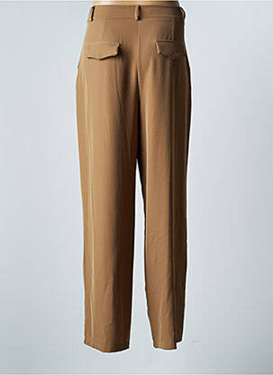 Pantalon large fermeture zippée sous rabat boutonné taille haute beige RINASCIMENTO femme
