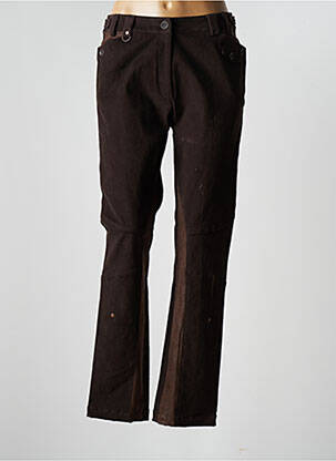 Pantalon droit stretch taille haute marron PERSPECTIVES femme