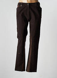 Pantalon droit stretch taille haute marron PERSPECTIVES femme
