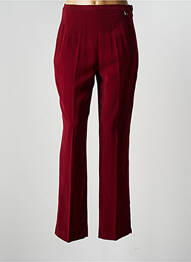 Pantalon droit tissage crêpe taille haute rouge MAXIME femme