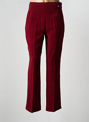 Pantalon droit taille haute taille haute rouge MAXIME femme