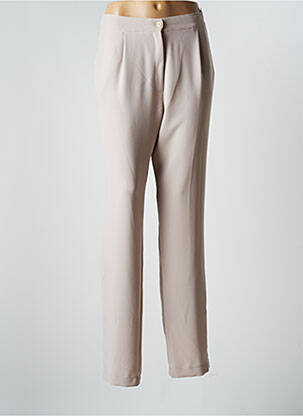 Pantalon droit tissage crêpe taille haute beige ANNE KELLY femme