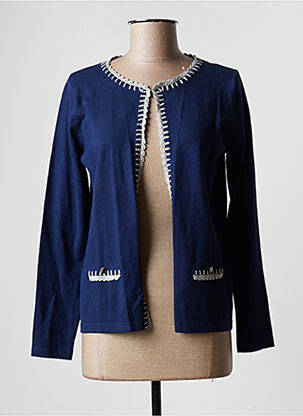 Gilet manches longues col rond bleu TRIPODE femme