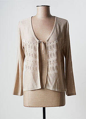 Gilet manches longues maille ajourée beige TELMAIL femme