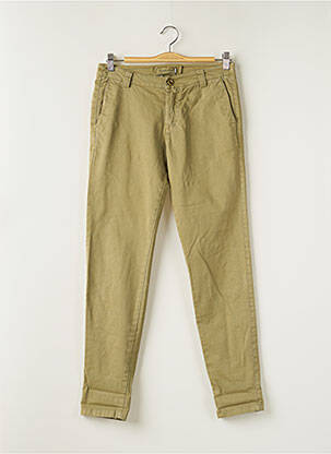 Pantalon chino fermeture zippée sous rabat boutonné taille normale vert KOSMIKA femme