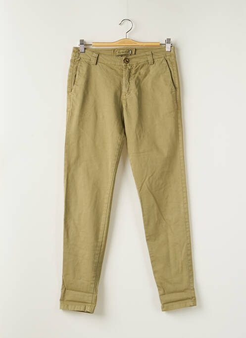 Pantalon chino fermeture zippée sous rabat boutonné taille normale vert KOSMIKA femme