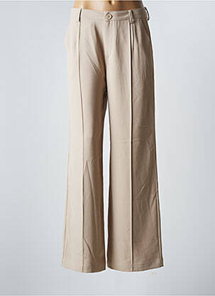 Pantalon large fermeture zippée sous rabat boutonné taille normale beige SMF femme