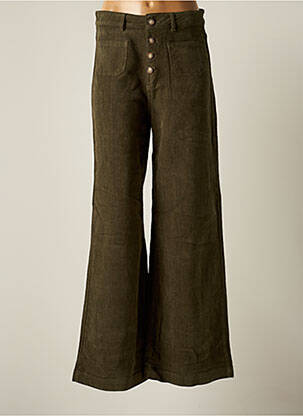 Pantalon large poches taille haute vert SMF femme