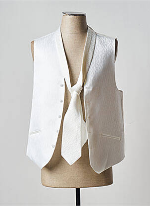 Gilet sans manche empiècements blanc GUY LAURENT homme