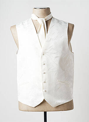 Gilet sans manche empiècements blanc GUY LAURENT homme