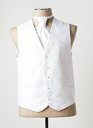 Gilet sans manche effet matière satinée blanc GUY LAURENT homme