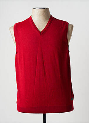 Pull col v sans manche rouge MONTE CARLO homme