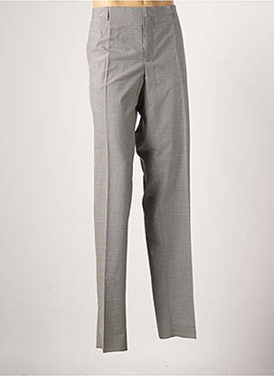 Pantalon droit fermeture zippée sous rabat avec crochet taille haute gris AZZARO homme
