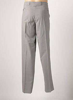Pantalon droit fermeture zippée sous rabat avec crochet taille haute gris AZZARO homme