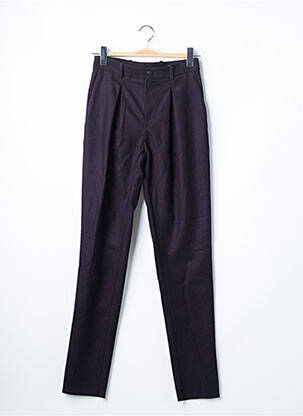 Pantalon droit taille à pinces taille haute rouge AZZARO femme