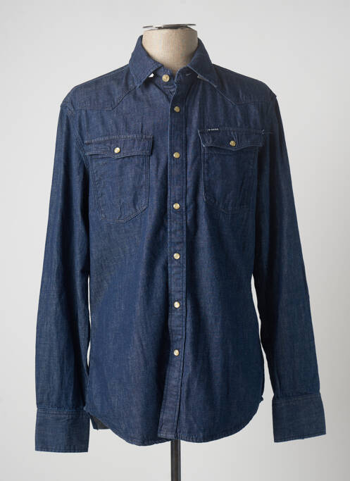Chemise manches longues poches poitrine bleu RAW-7 homme