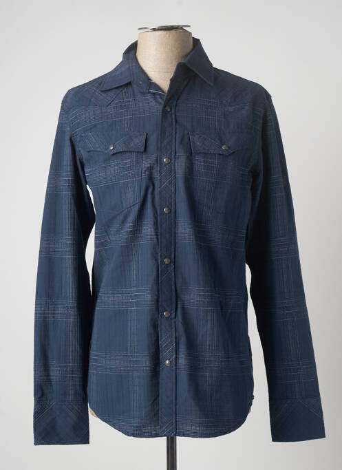 Chemise manches longues poches poitrine bleu RAW-7 homme
