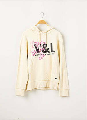 Sweat-shirt à capuche sérigraphie manches longues beige VICTORIO & LUCCHINO femme