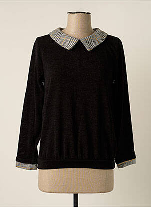 Pull tissage chiné manches longues noir CACHE CACHE femme