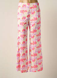 Pantalon large fermeture zip latéral taille haute rose LAAGAM femme