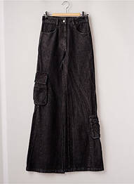 Jeans coupe large taille haute taille haute noir LAAGAM femme