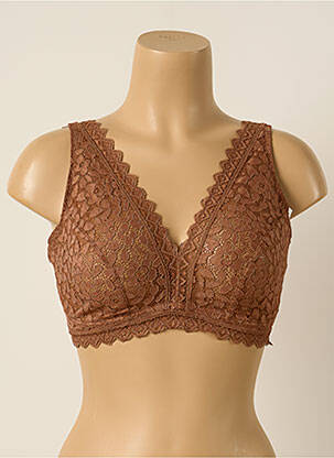 Soutien-gorge effet matière satinée haut triangles marron PRINCESSE TAM-TAM femme