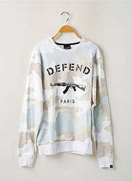 Sweat-shirt stretch manches longues blanc DEFEND homme