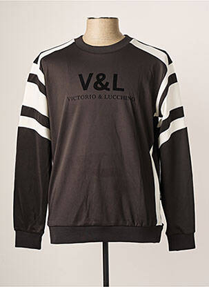 Sweat-shirt sérigraphie floquée manches longues noir VICTORIO & LUCCHINO homme