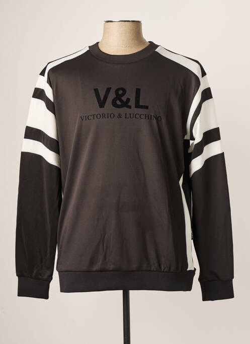 Sweat-shirt sérigraphie floquée manches longues noir VICTORIO & LUCCHINO homme