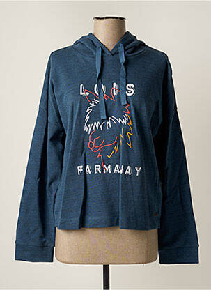 Sweat-shirt à capuche col v manches longues bleu LOIS femme