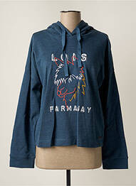 Sweat-shirt à capuche col v manches longues bleu LOIS femme